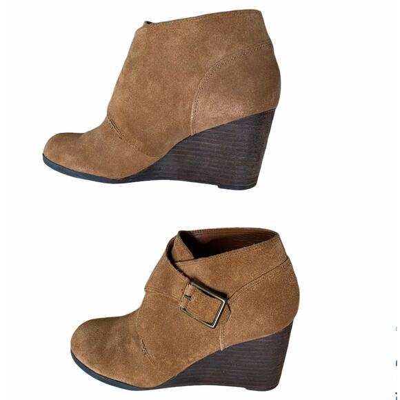 Lucky Brand Sumarah suede wedge Booties brown sz 8.5 B 38.5  Ankle Boots - Picture 4 of 8
